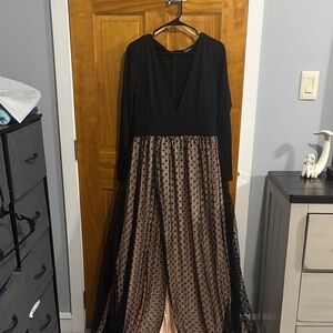 Chic Black and Brown Long Sleeve Dress